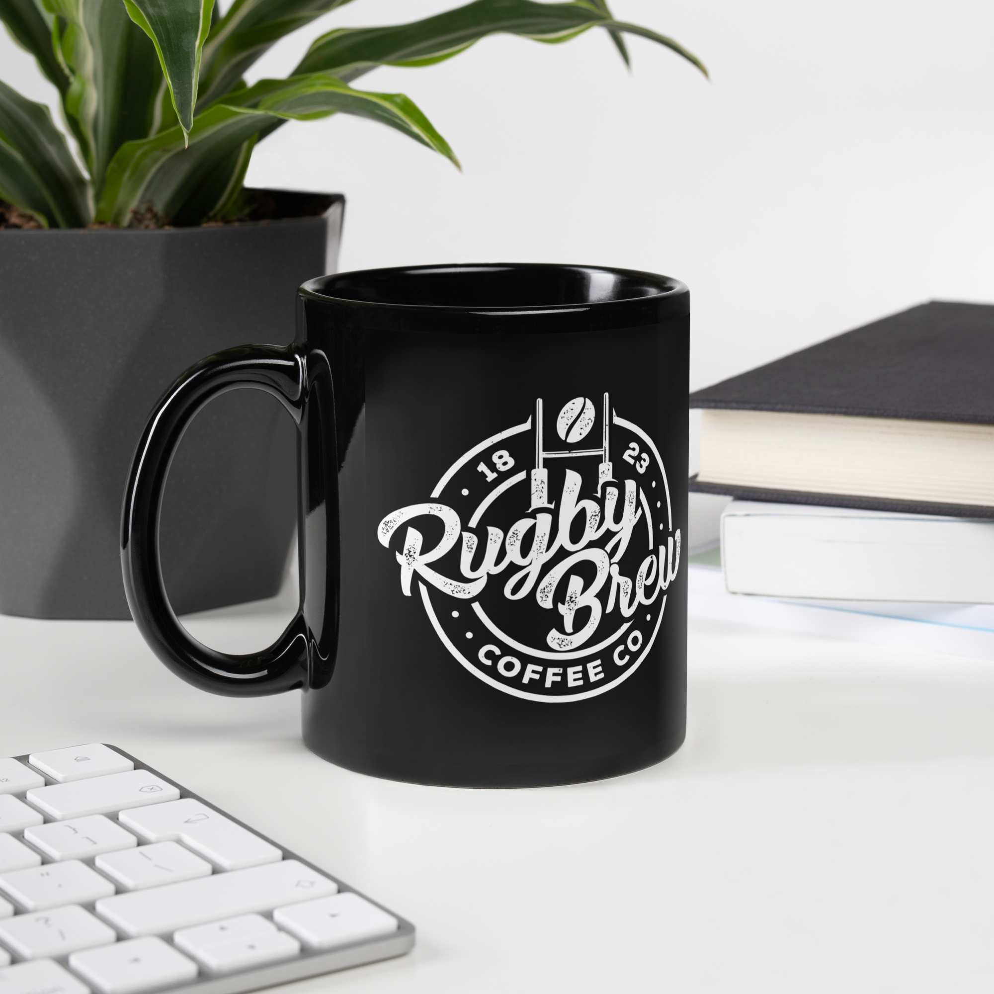 Rugby Brew Black Coffee Mug