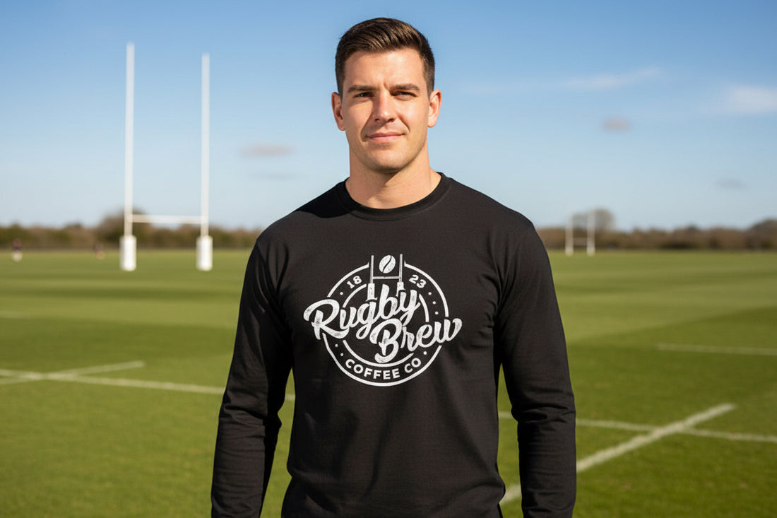 Rugby Brew Black Long Sleeved Rugby T shirt